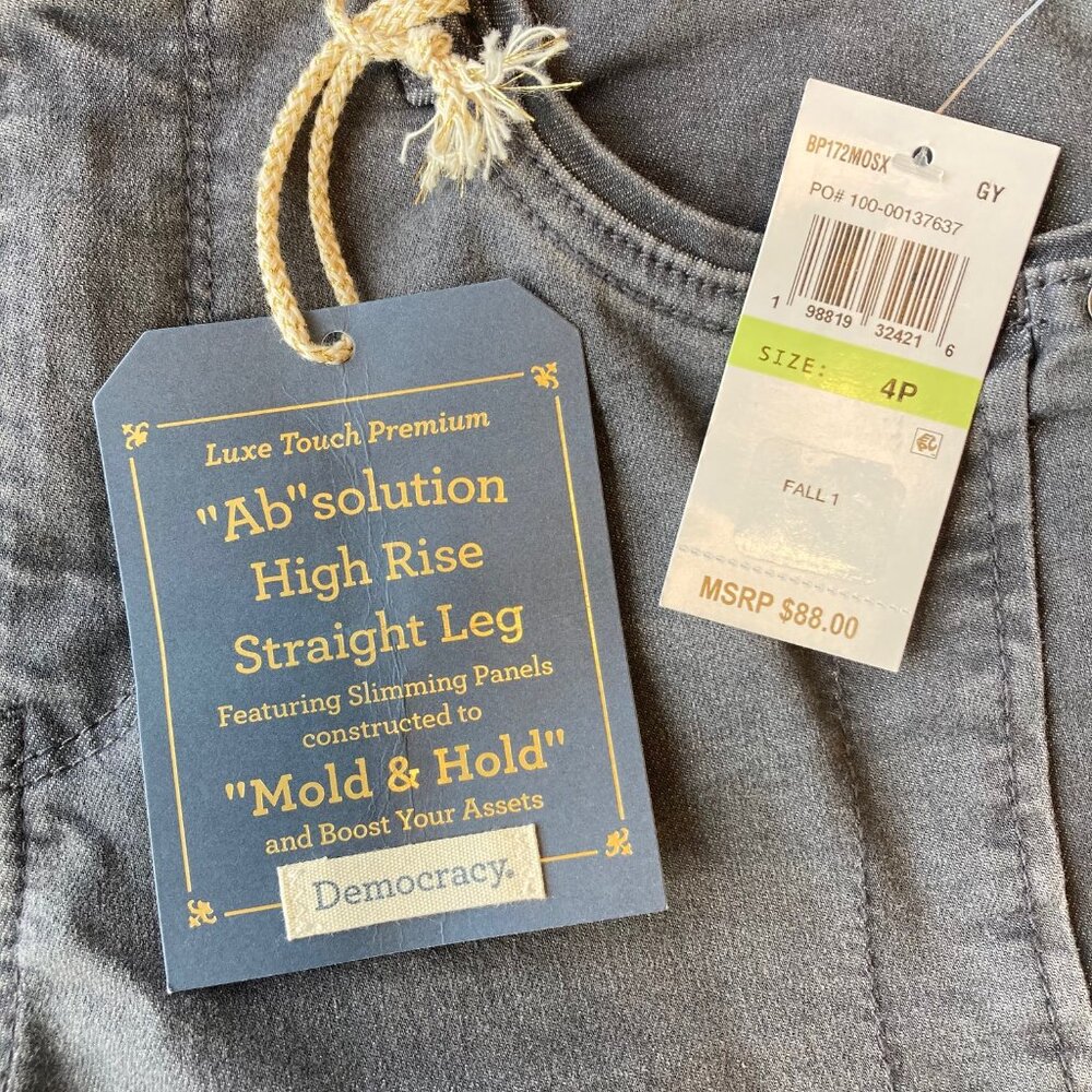 Democracy Ab Solution High Rise Ankle Straight Leg Jeans 4 PETITE Gray NWT - Picture 3 of 9